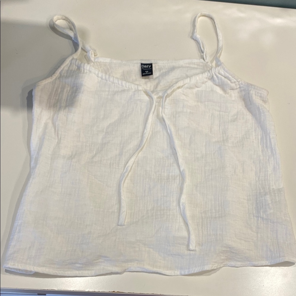 White Sleeveless Camisole with Tie Front